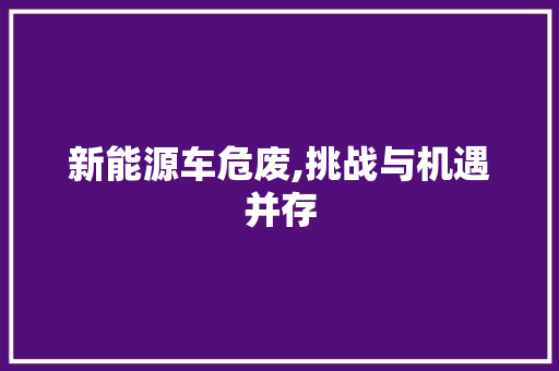新能源车危废,挑战与机遇并存