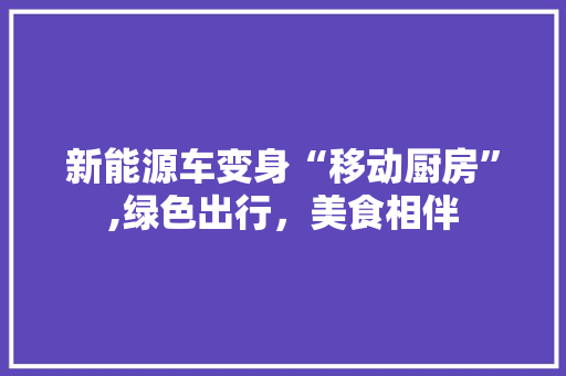 新能源车变身“移动厨房”,绿色出行，美食相伴