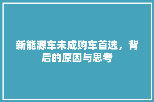 新能源车未成购车首选，背后的原因与思考