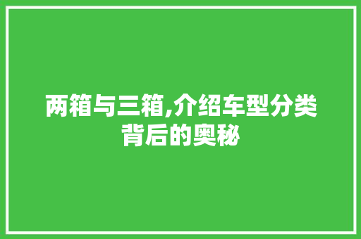 两箱与三箱,介绍车型分类背后的奥秘