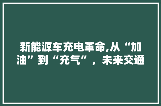 新能源车充电革命,从“加油”到“充气”，未来交通新纪元