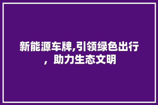 新能源车牌,引领绿色出行，助力生态文明