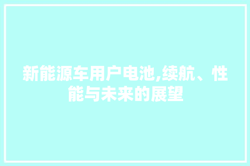 新能源车用户电池,续航、性能与未来的展望 新能源汽车