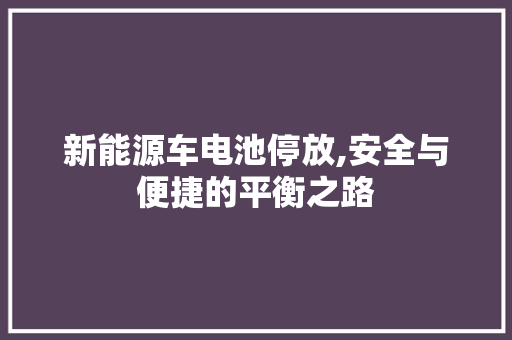 新能源车电池停放,安全与便捷的平衡之路
