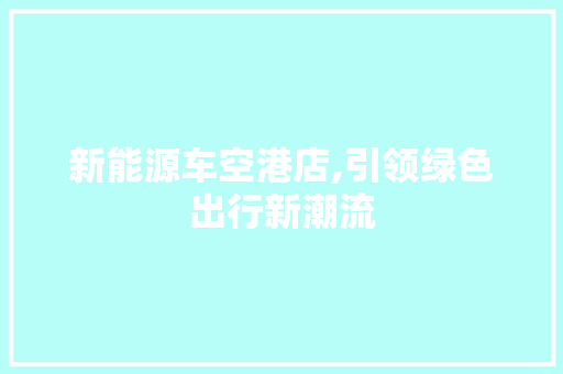 新能源车空港店,引领绿色出行新潮流