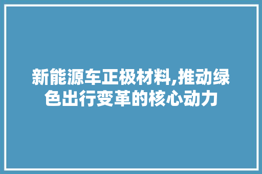 新能源车正极材料,推动绿色出行变革的核心动力