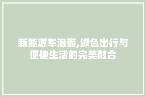 新能源车泡面,绿色出行与便捷生活的完美融合