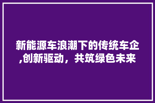 新能源车浪潮下的传统车企,创新驱动，共筑绿色未来