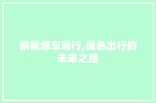 新能源车滑行,绿色出行的未来之路