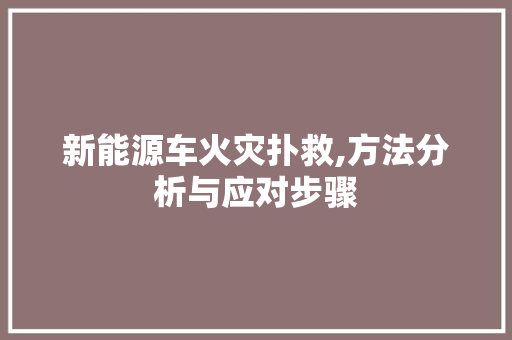 新能源车火灾扑救,方法分析与应对步骤 新能源汽车