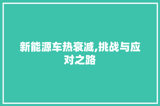 新能源车热衰减,挑战与应对之路