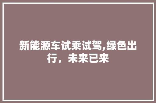 新能源车试乘试驾,绿色出行，未来已来