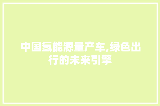 中国氢能源量产车,绿色出行的未来引擎