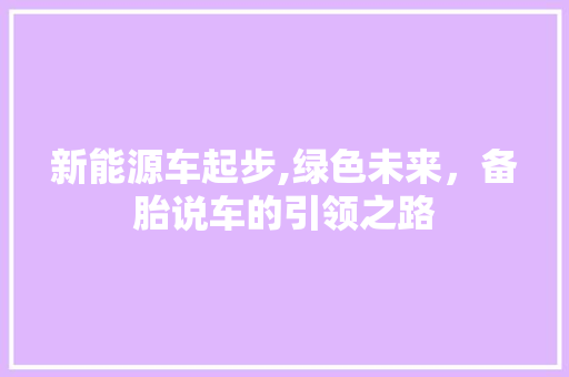 新能源车起步,绿色未来，备胎说车的引领之路