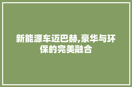 新能源车迈巴赫,豪华与环保的完美融合