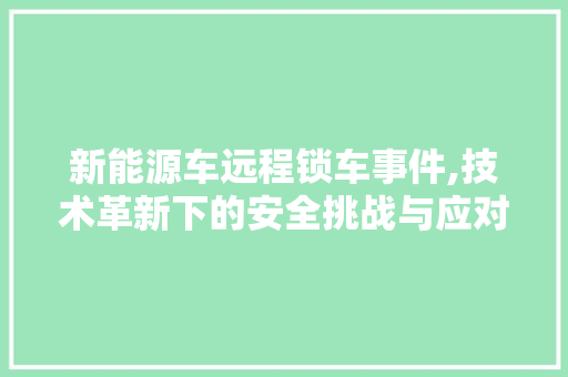 新能源车远程锁车事件,技术革新下的安全挑战与应对步骤 智能驾驶