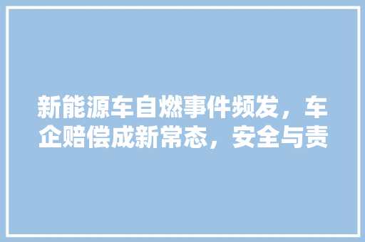 新能源车自燃事件频发，车企赔偿成新常态，安全与责任共舞