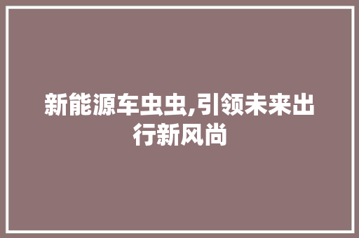 新能源车虫虫,引领未来出行新风尚