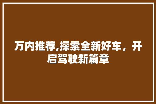 万内推荐,探索全新好车，开启驾驶新篇章