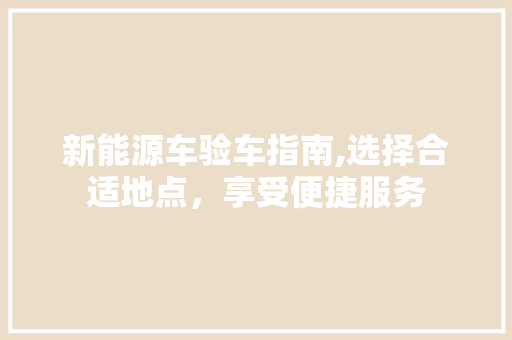 新能源车验车指南,选择合适地点，享受便捷服务