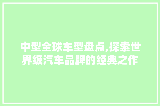 中型全球车型盘点,探索世界级汽车品牌的经典之作