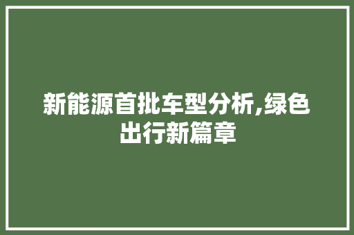 新能源首批车型分析,绿色出行新篇章