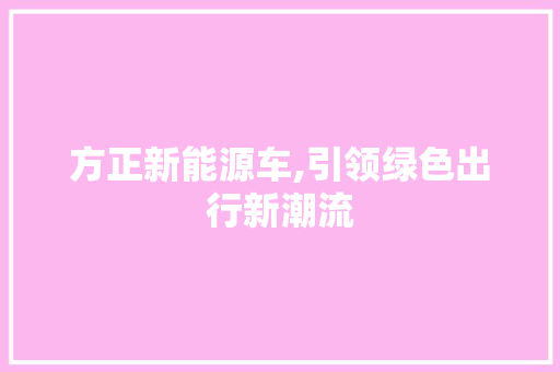 方正新能源车,引领绿色出行新潮流