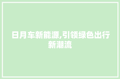 日月车新能源,引领绿色出行新潮流