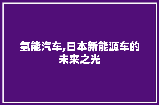 氢能汽车,日本新能源车的未来之光