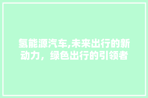 氢能源汽车,未来出行的新动力，绿色出行的引领者 新能源汽车