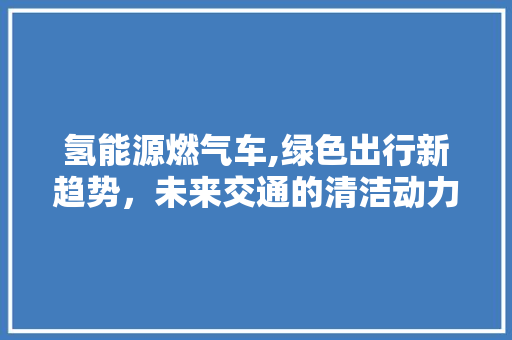 氢能源燃气车,绿色出行新趋势，未来交通的清洁动力
