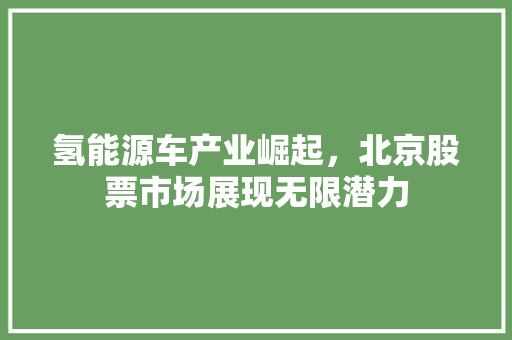 氢能源车产业崛起，北京股票市场展现无限潜力