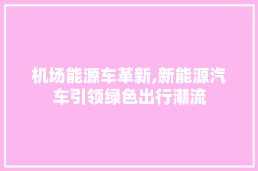 机场能源车革新,新能源汽车引领绿色出行潮流