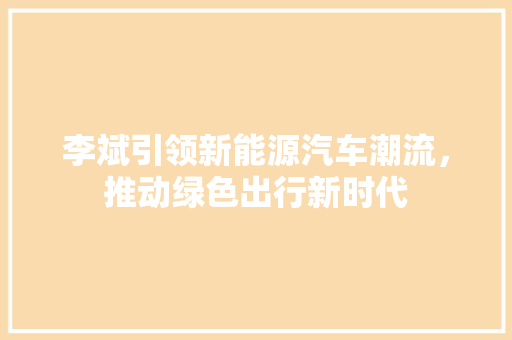 李斌引领新能源汽车潮流，推动绿色出行新时代
