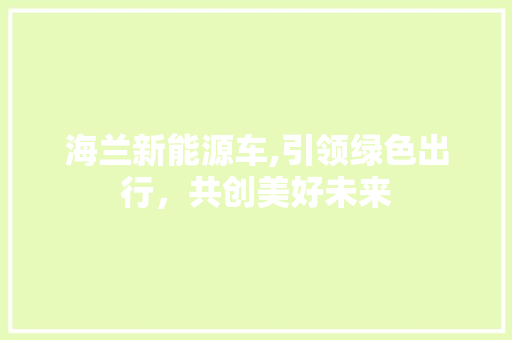 海兰新能源车,引领绿色出行，共创美好未来