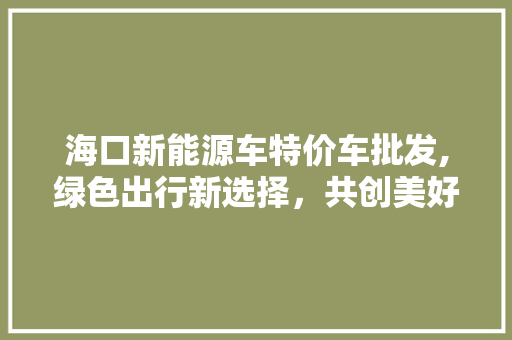海口新能源车特价车批发,绿色出行新选择，共创美好未来