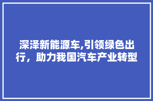 深泽新能源车,引领绿色出行，助力我国汽车产业转型升级