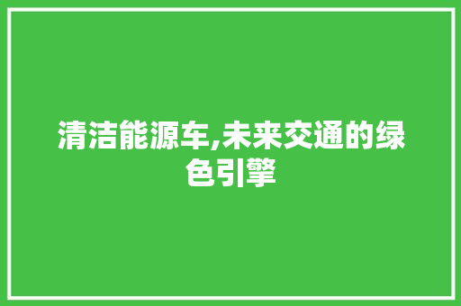 清洁能源车,未来交通的绿色引擎