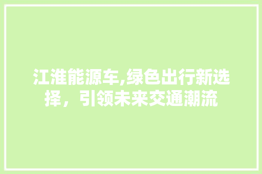 江淮能源车,绿色出行新选择，引领未来交通潮流