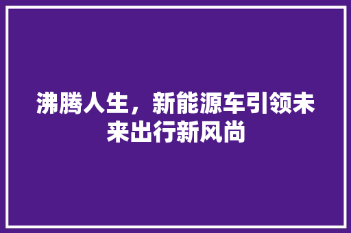 沸腾人生，新能源车引领未来出行新风尚