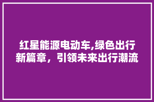 红星能源电动车,绿色出行新篇章，引领未来出行潮流