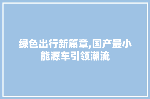 绿色出行新篇章,国产最小能源车引领潮流