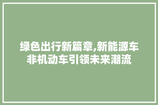 绿色出行新篇章,新能源车非机动车引领未来潮流