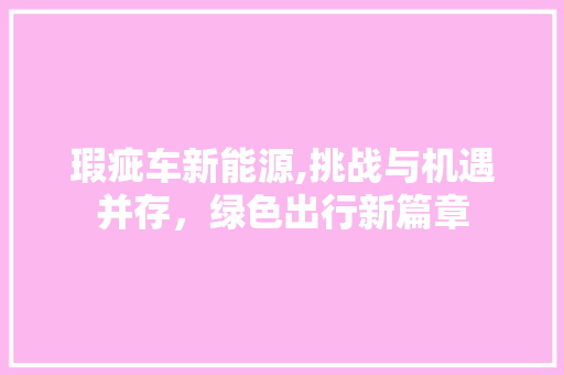 瑕疵车新能源,挑战与机遇并存，绿色出行新篇章