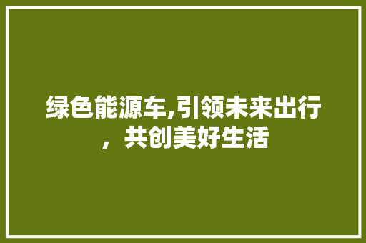 绿色能源车,引领未来出行，共创美好生活