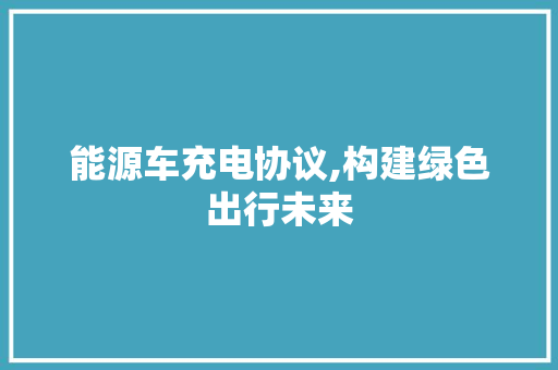 能源车充电协议,构建绿色出行未来