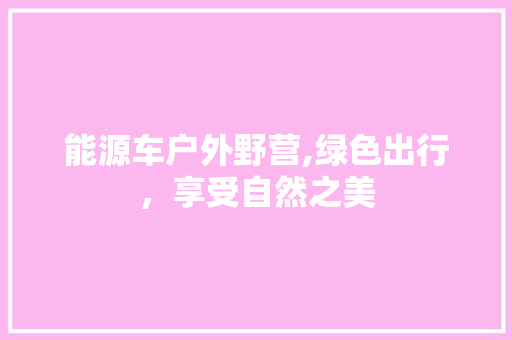 能源车户外野营,绿色出行，享受自然之美