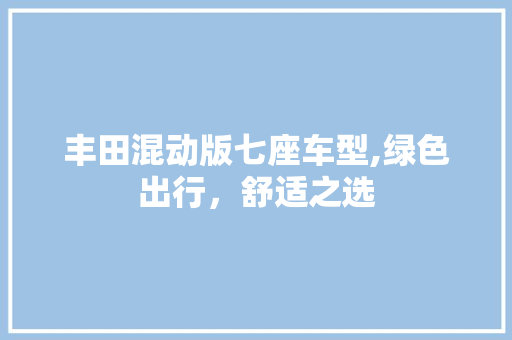 丰田混动版七座车型,绿色出行，舒适之选 车载导航