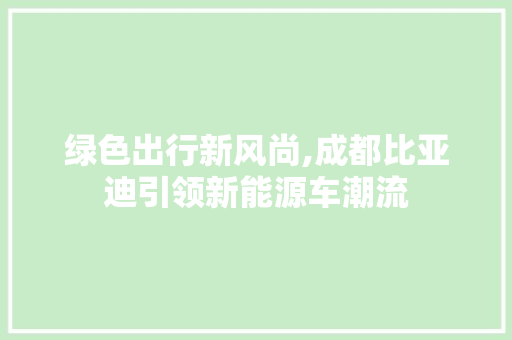 绿色出行新风尚,成都比亚迪引领新能源车潮流 车载导航