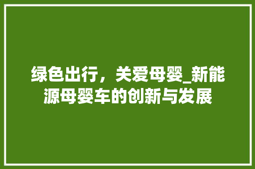 绿色出行，关爱母婴_新能源母婴车的创新与发展
